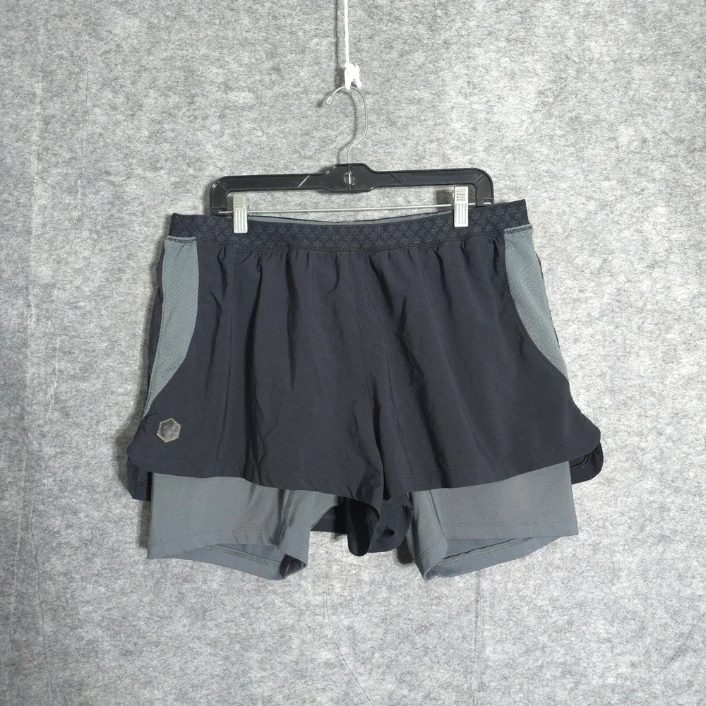 Under Armour Rush 2-in-1 Shorts Mens XXL Black Gray HeatGear Celliant Training